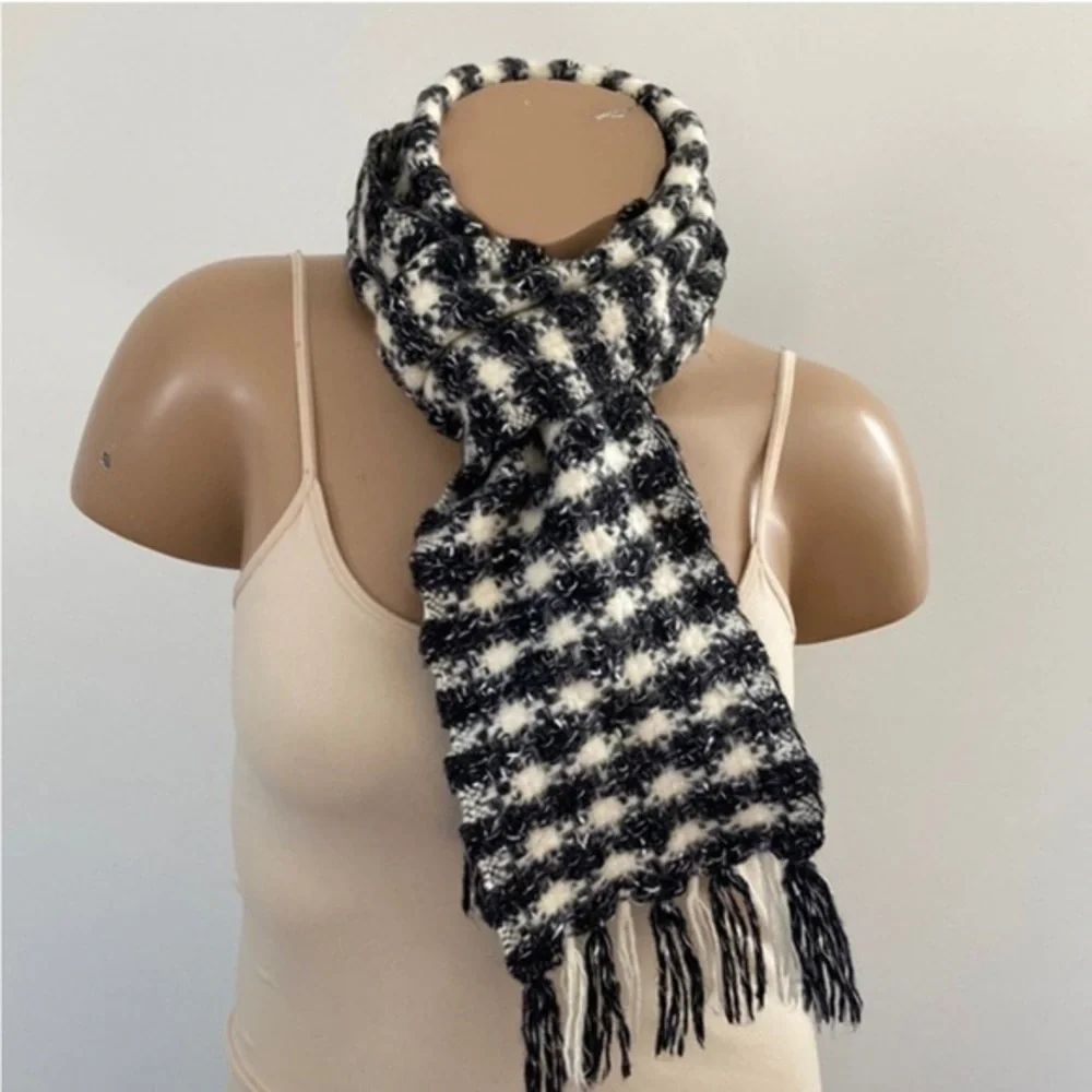 🚣 🥑Banana Republic Mohair Wool Knitted Scarf Thick Scarf Plaid
